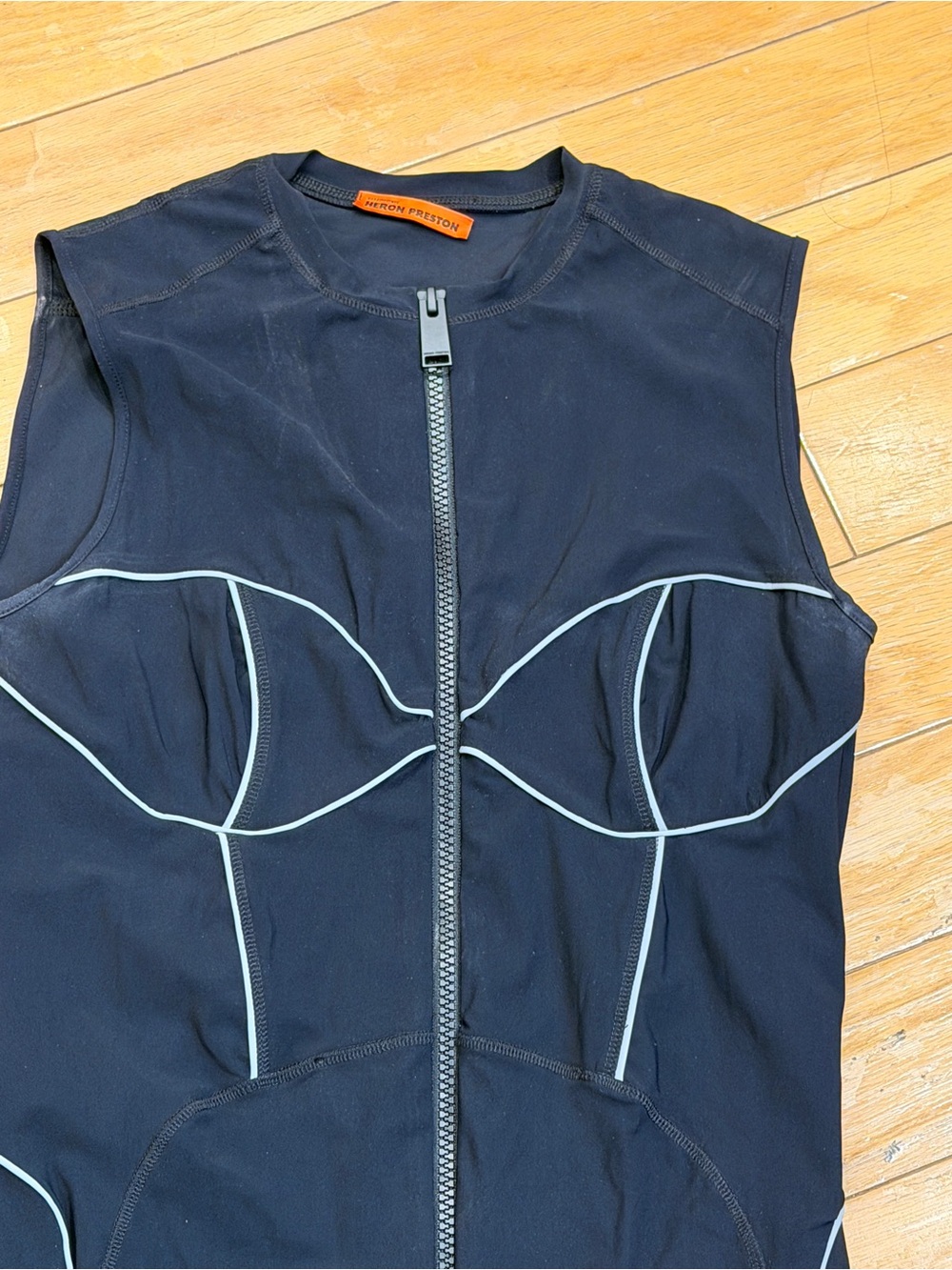 Heron Preston Black Sleeveless Zip-Front Dress Sz M - Picture 2 of 4